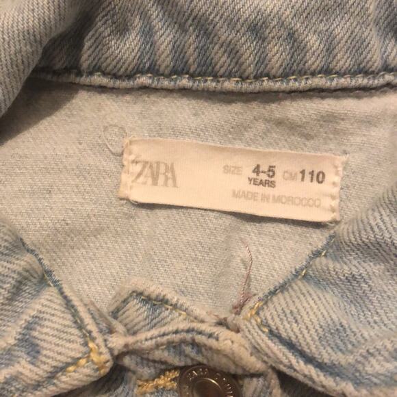 ZARA Brand Girl's 4-5 year Kid's Light Wash Denim Jean Jacket - Picture 3 of 6